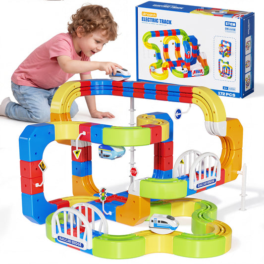 Mesemi Electric Train Set for 3 4 5 6 7 8 Years Old Boys and Girls-172PCS