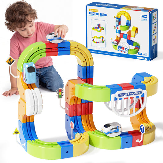 Mesemi Electric Train Set for 3 4 5 6 7 8 Years Old Boys and Girls-96PCS